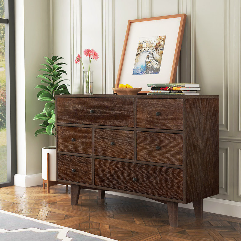 George Oliver Laiqa Mid Century Modern 7 Drawer Dresser Chest of Drawers Bedroom Storage Wayfair